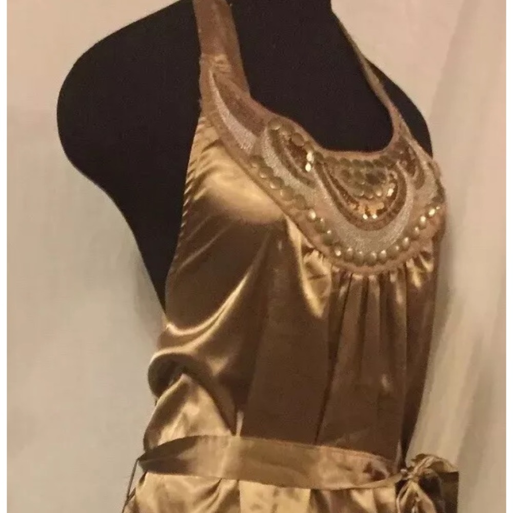 Women’s XL gold halter tie back. Tie waist, blouse - Picture 2 of 8